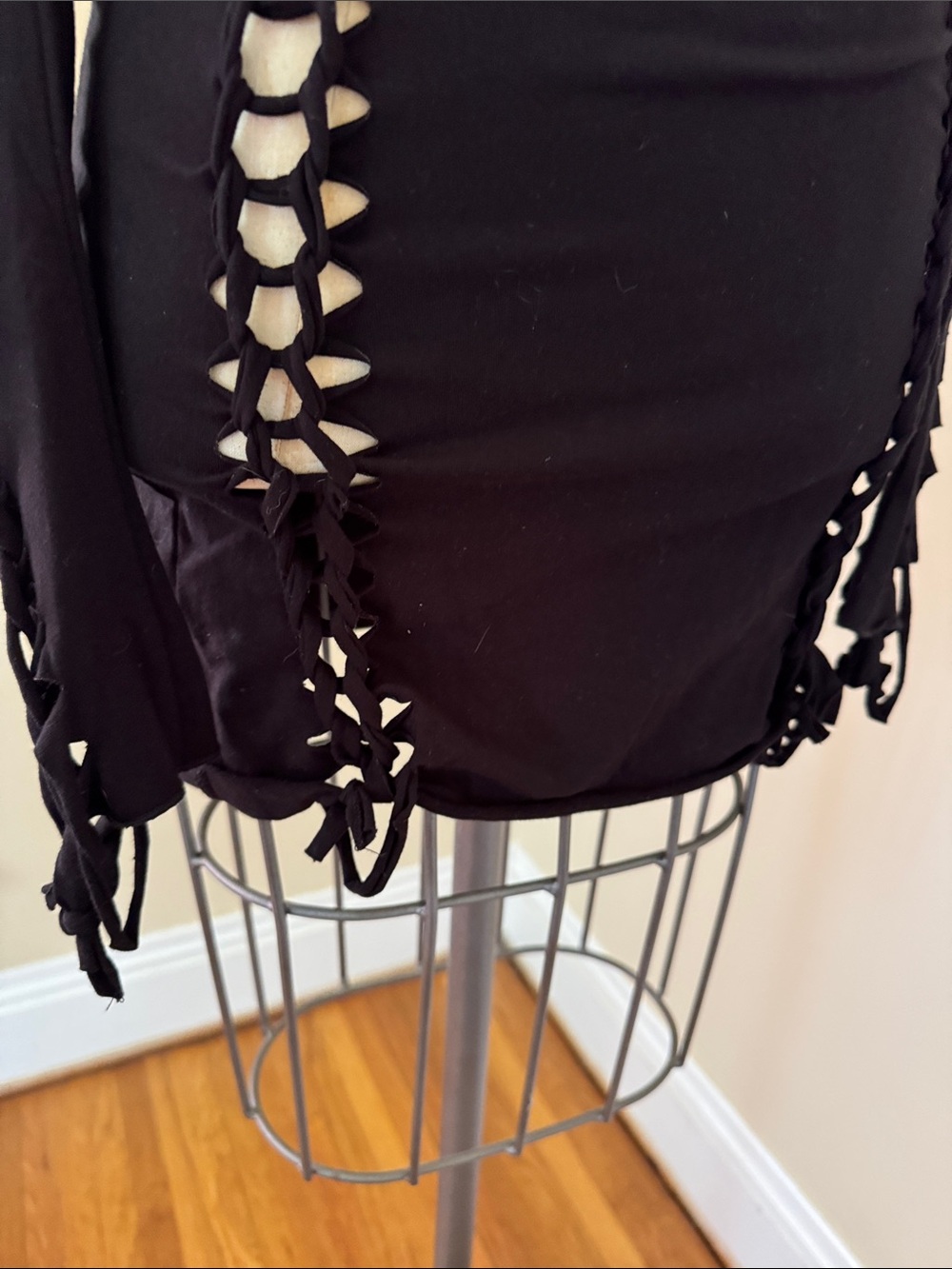 Dolls Kill Black Cutout Lace-Up Long Sleeve Mini Dress M - Picture 7 of 8